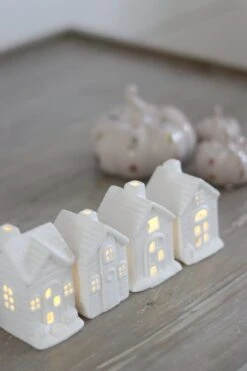 LED Small Ceramic Houses – Autumn 4pc