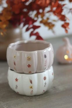 Ceramic Pumpkin Bowl – White Floral 7 Ceramic Pumpkin Bowl – White Floral -Pretty Little Home IMG 1114 2 1