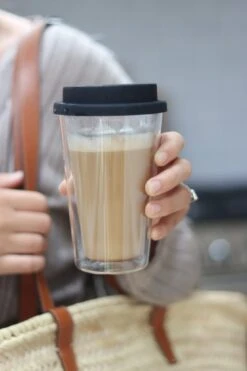 Double Wall Travel Mug – Plain/Black