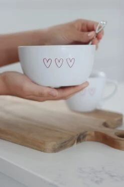 Ceramic Bowl – Pink 3 Hearts