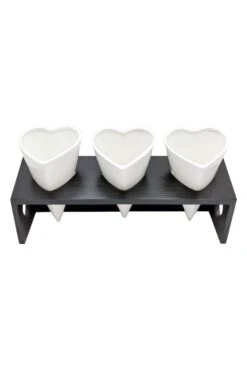 Ceramic Heart Snacking Station 3 Cones – Black