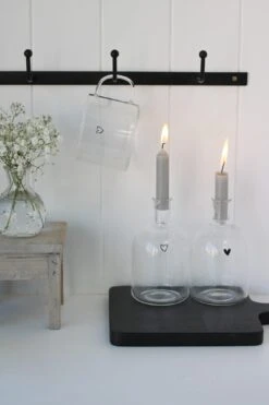 Glass Bud Vase – Set Of 2 Large/Black Hearts