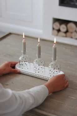 Glass Candlestick Holder – Small Multi Heart Black