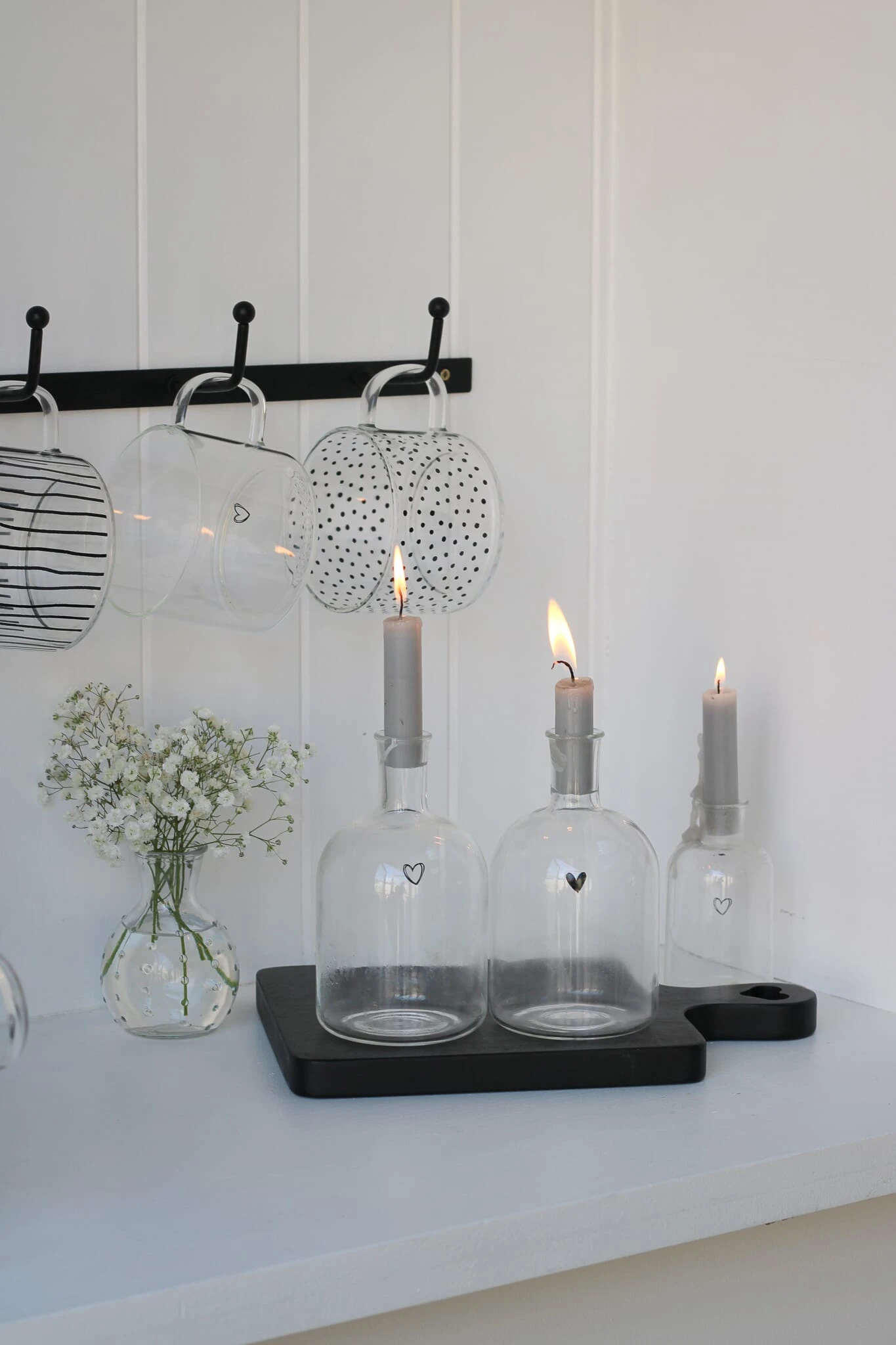 Glass Bud Vase – Set Of 2 Large/Black Hearts 2 Glass Bud Vase – Set Of 2 Large/Black Hearts - Image 2