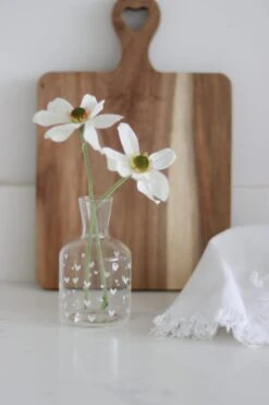 Glass Candlestick Holder – Small Multi Heart White