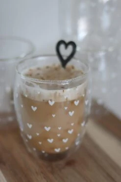 Set Of 4 Double Wall Glasses – Small Closer Heart/White