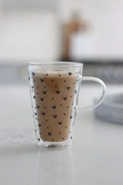 Double Wall Glass Latte Mug – Small Multi Heart/Black -Pretty Little Home IMG 3011 2