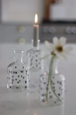 Glass Bud Vase – Multi Heart/Black