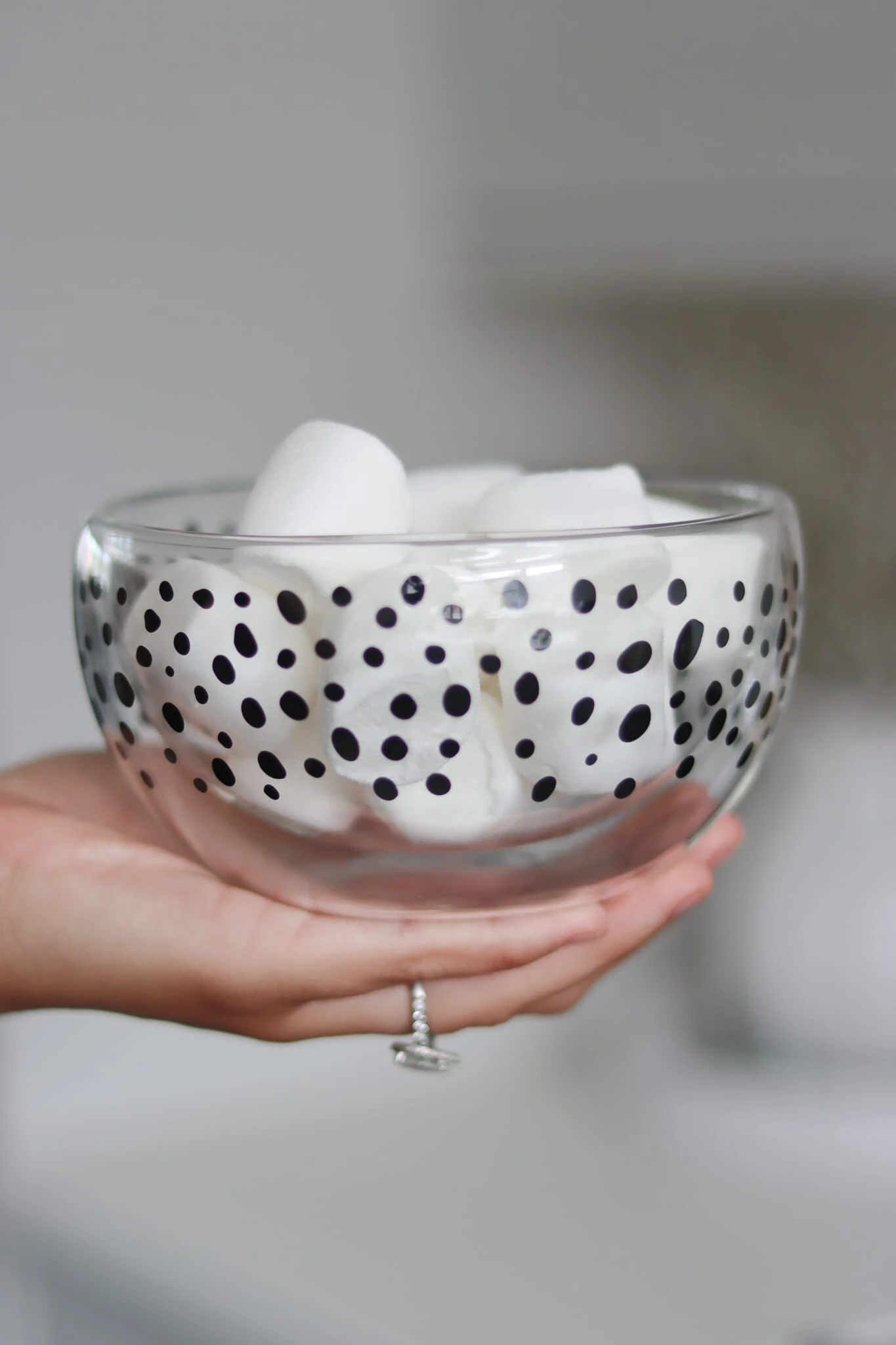 Double Wall Glass Bowl – Black/Polka 4 Double Wall Glass Bowl – Black/Polka - Image 4