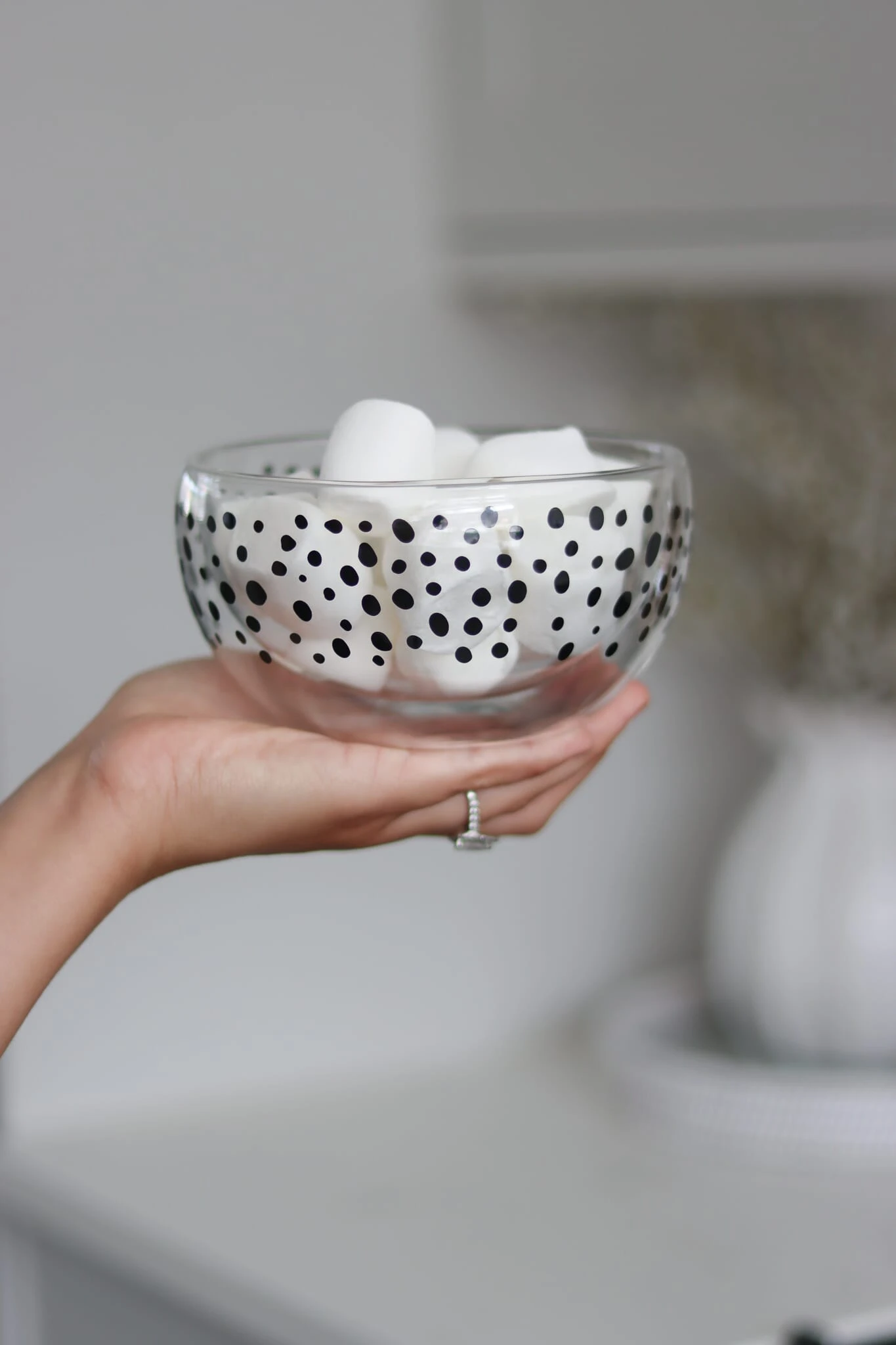 Double Wall Glass Bowl – Black/Polka 3 Double Wall Glass Bowl – Black/Polka - Image 3