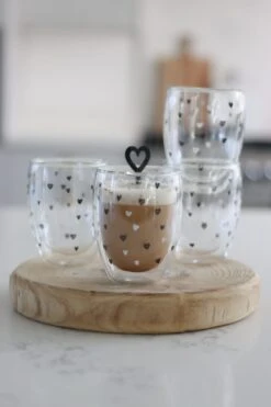Set Of 4 MulitHearts Double Wall Glasses – Black/White Mix -Pretty Little Home IMG 3175 2