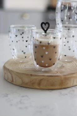 Set Of 4 MulitHearts Double Wall Glasses – Black/White Mix -Pretty Little Home IMG 3177 2