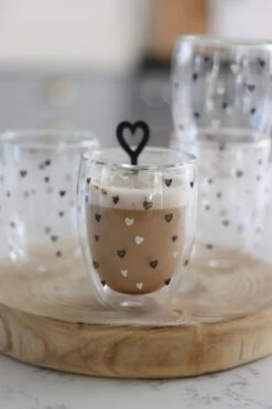 Set Of 4 MulitHearts Double Wall Glasses – Black/White Mix -Pretty Little Home IMG 3179 2