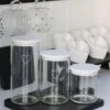 Set 3 Bamboo Storage Jars – Single Heart White Lid 1000ml