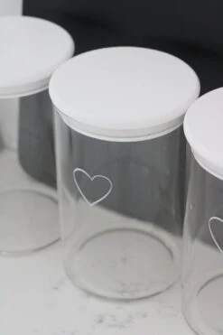 Set 3 Bamboo Storage Jars – Single Heart White Lid 1000ml -Pretty Little Home IMG 3250 1