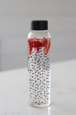 Glass Water Bottle – Black Cosmos