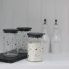 Set 3 Bamboo Storage Jars- Hearts&Dots Black Lid 1000ml