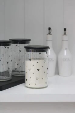 Set 3 Bamboo Storage Jars- Hearts&Dots Black Lid 1000ml -Pretty Little Home IMG 3756