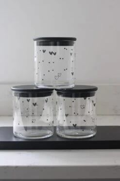 Set 3 Bamboo Storage Jars – Hearts&Dots Black Lid 600ml -Pretty Little Home IMG 3771