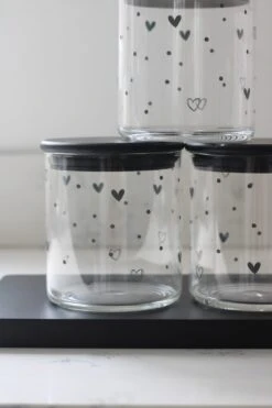 Set 3 Bamboo Storage Jars – Hearts&Dots Black Lid 600ml -Pretty Little Home IMG 3773