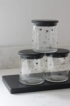Set 3 Bamboo Storage Jars – Hearts&Dots Black Lid 600ml -Pretty Little Home IMG 3776