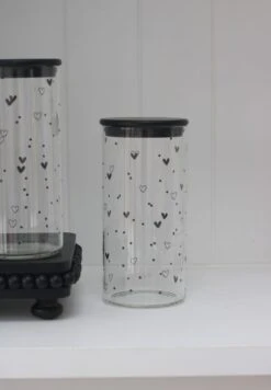 Set 3 Bamboo Jars – Hearts&Dots Black Lid 1400ml