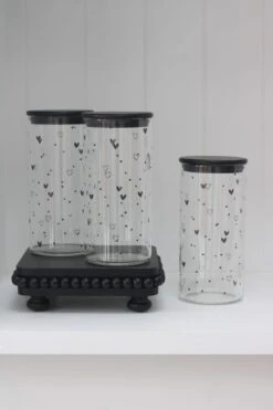 Set 3 Bamboo Jars – Hearts&Dots Black Lid 1400ml -Pretty Little Home IMG 3782