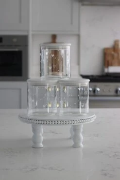 Set 3 Bamboo Storage Jars – Hearts&Dots White Lid 600ml