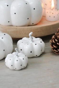 Ceramic Pumpkin Family – White Polka Dot -Pretty Little Home IMG 4107