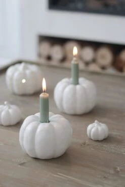 Set Of 2 Pumpkin Ceramic Candle Holders
