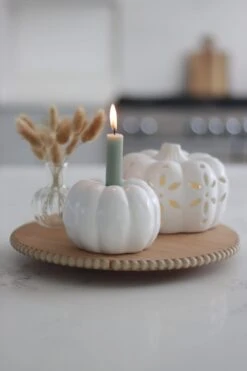 Set Of 2 Pumpkin Ceramic Candle Holders 6 Set Of 2 Pumpkin Ceramic Candle Holders -Pretty Little Home IMG 4149