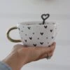 Irregular Ceramic Mug- Small Black MultiHearts