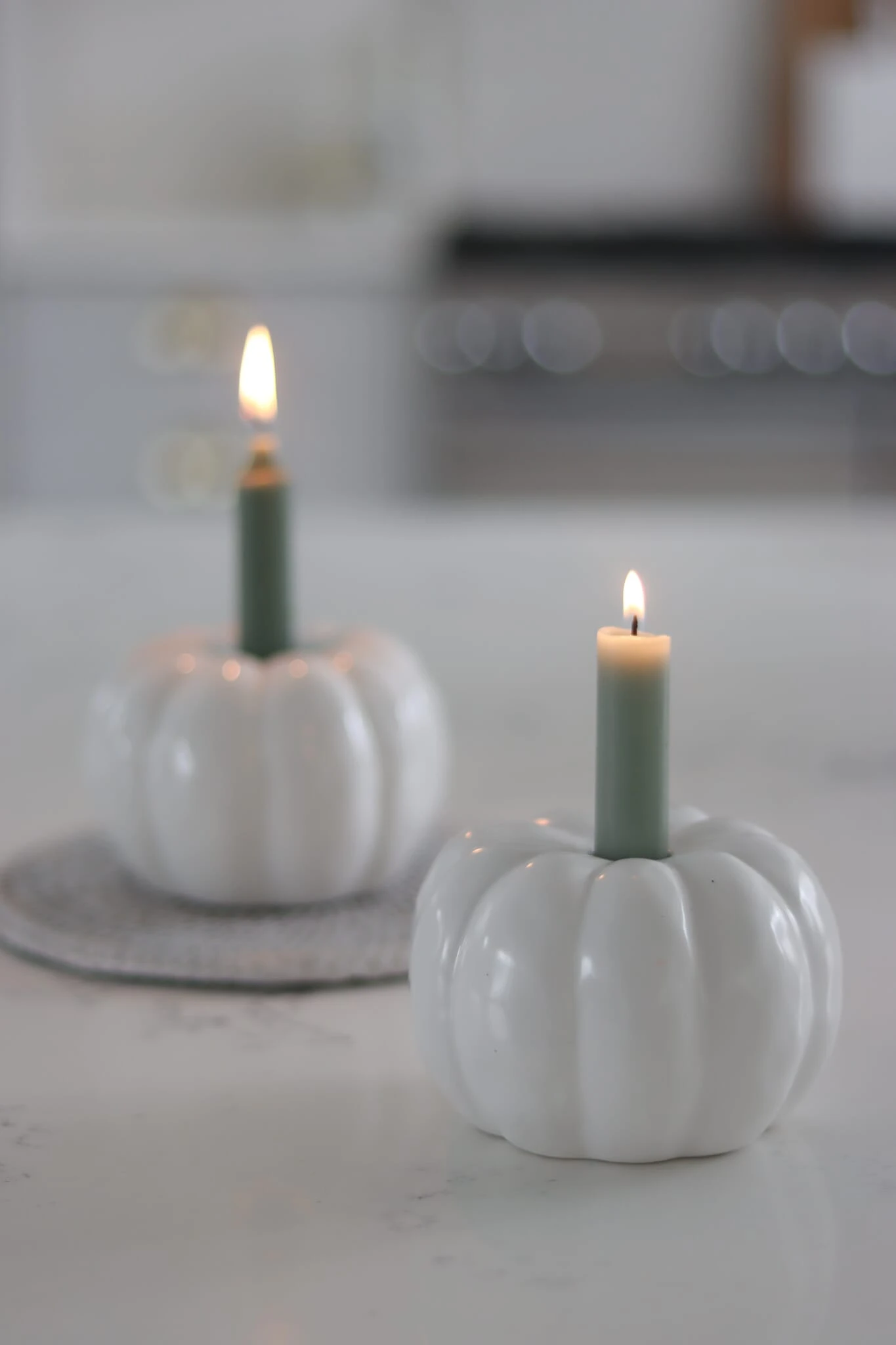 Set Of 2 Pumpkin Ceramic Candle Holders 2 Set Of 2 Pumpkin Ceramic Candle Holders - Image 2