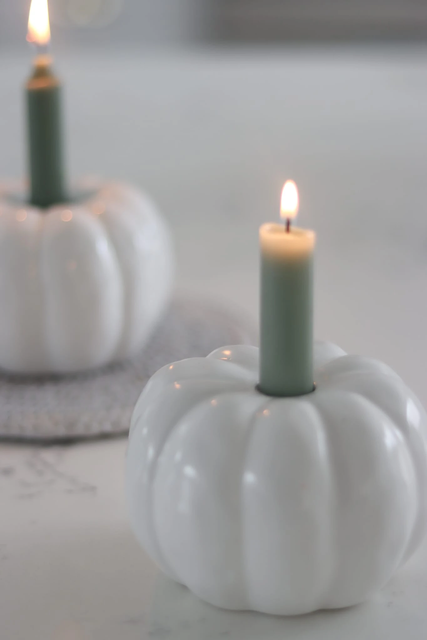 Set Of 2 Pumpkin Ceramic Candle Holders 4 Set Of 2 Pumpkin Ceramic Candle Holders - Image 4