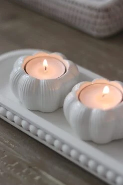 Set Of 3 Ceramic Pumpkin Tea Light Holders – White -Pretty Little Home IMG 4493 2