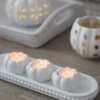 Set Of 3 Ceramic Pumpkin Tea Light Holders – White