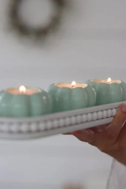 Set Of 3 Pumpkin Tea Light Holders – Light Green -Pretty Little Home IMG 4513 2
