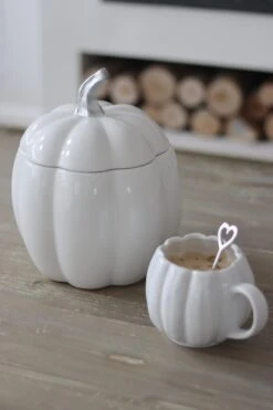 White Ceramic Pumpkin Jar – Large -Pretty Little Home IMG 4584 2