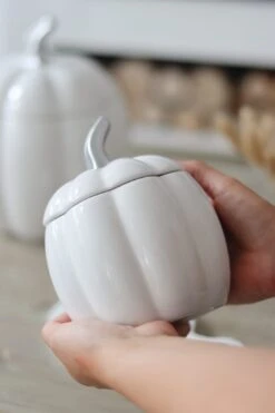 White Ceramic Pumpkin Jar – Small -Pretty Little Home IMG 4591 2
