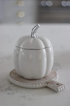 White Ceramic Pumpkin Jar – Small -Pretty Little Home IMG 4595 2