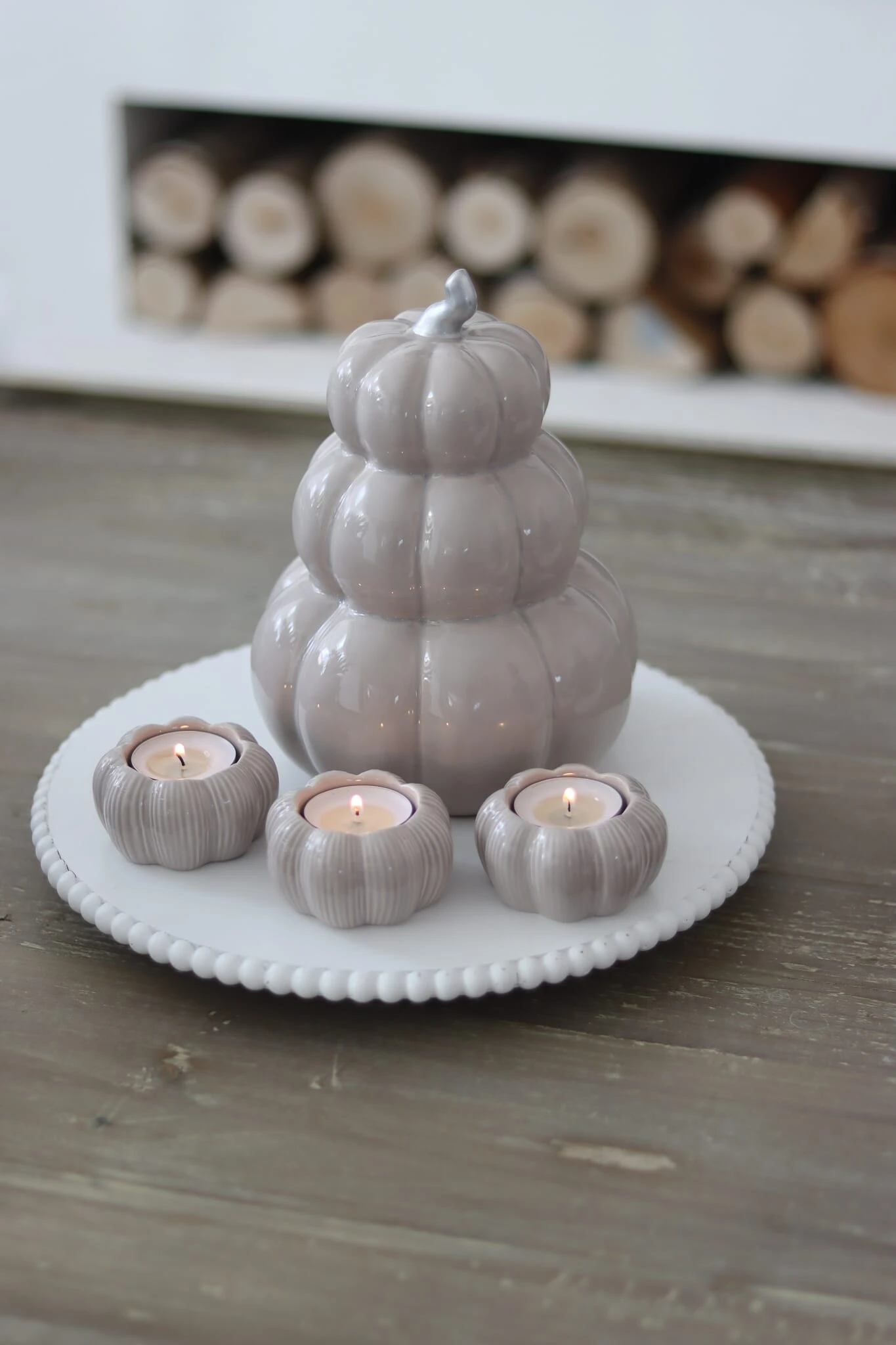 Set Of 3 Ceramic Pumpkin Tea Light Holders – Autumn 2 Set Of 3 Ceramic Pumpkin Tea Light Holders – Autumn - Image 2