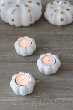 Set Of 3 Ceramic Pumpkin Tea Light Holders – Speckled -Pretty Little Home IMG 5165 2