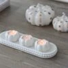 Set Of 3 Ceramic Pumpkin Tea Light Holders – Speckled