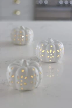 Set Of 3 Medium LED Ceramic Pumpkins -Pretty Little Home IMG 5241 2
