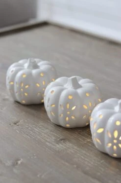 Set Of 3 Medium LED Ceramic Pumpkins -Pretty Little Home IMG 5243 2