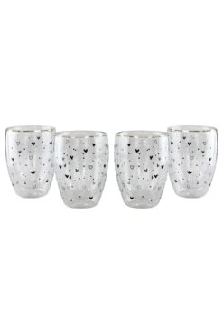 Set Of 4 Double Wall Glasses – Hearts & Dots/Black -Pretty Little Home IMG 5408