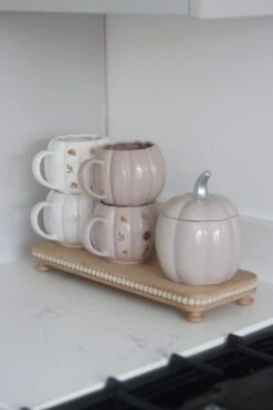 Long Beaded Wooden Tray – Natural