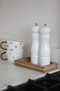 Mini Flat Beaded Wooden Tray – Natural