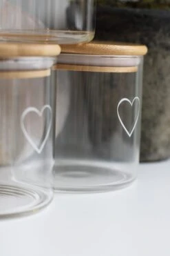 Set 3 Bamboo Storage Jars – Single HeartNatural Lid 1400ml -Pretty Little Home IMG 5636