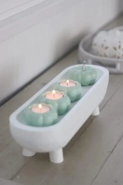 Paulownia Tray On Legs – White